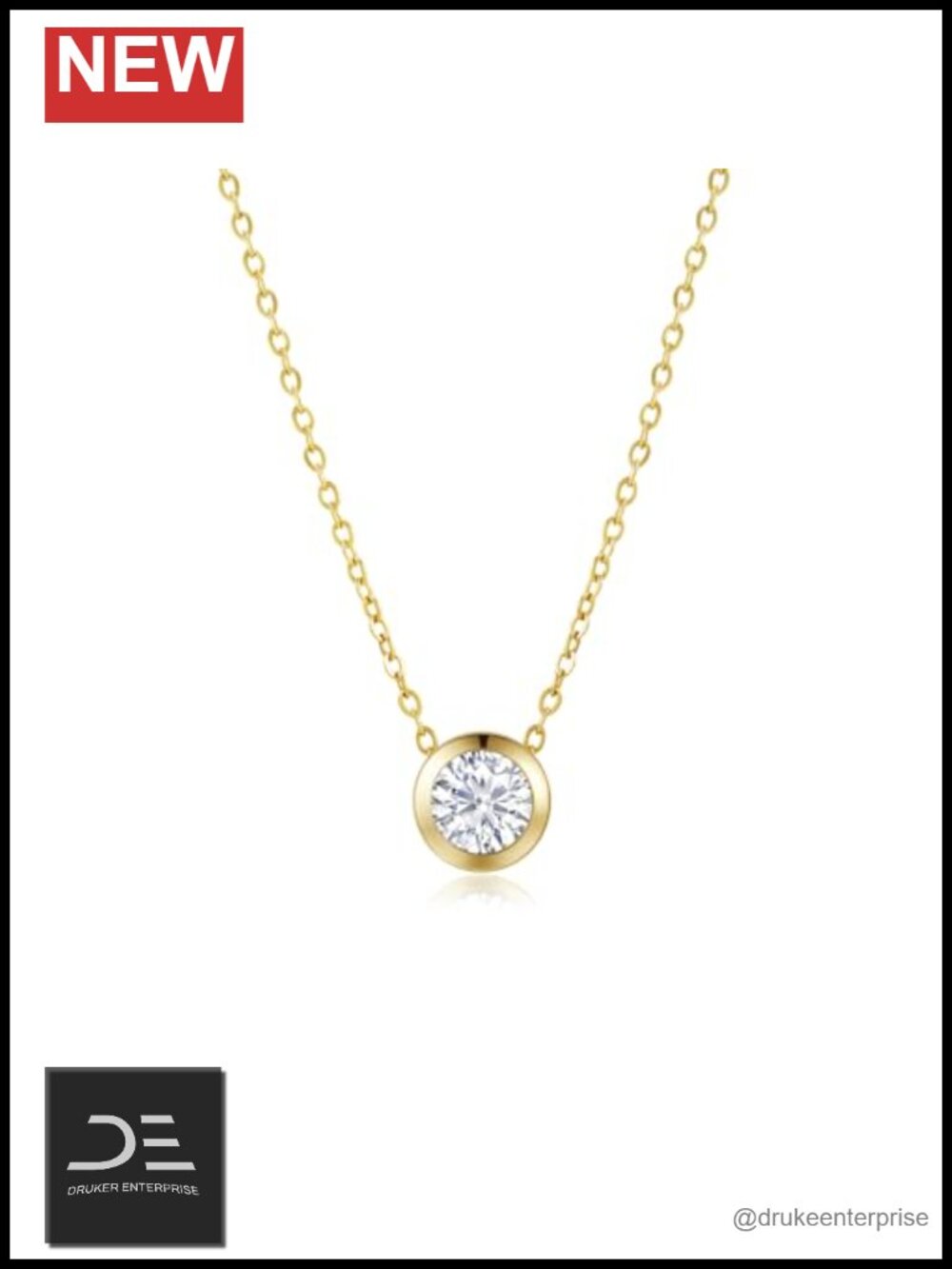 14k Gold Lab Grown Diamond Pendant Necklace 0.25ct 16-18" Adjustable
